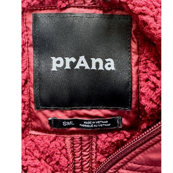 Prana Elsa Quilted Half Zip Kangaroo Pocket Pullover Hooded Jacket Maroon S NWT - Picture 6 of 11